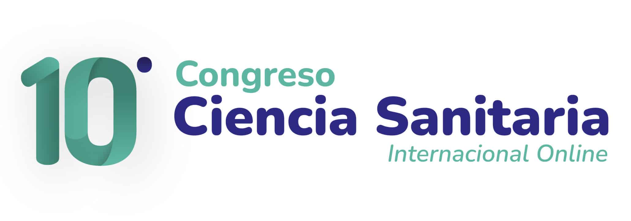 Logo 10 Congreso en Ciencia Sanitaria con fondo blanco